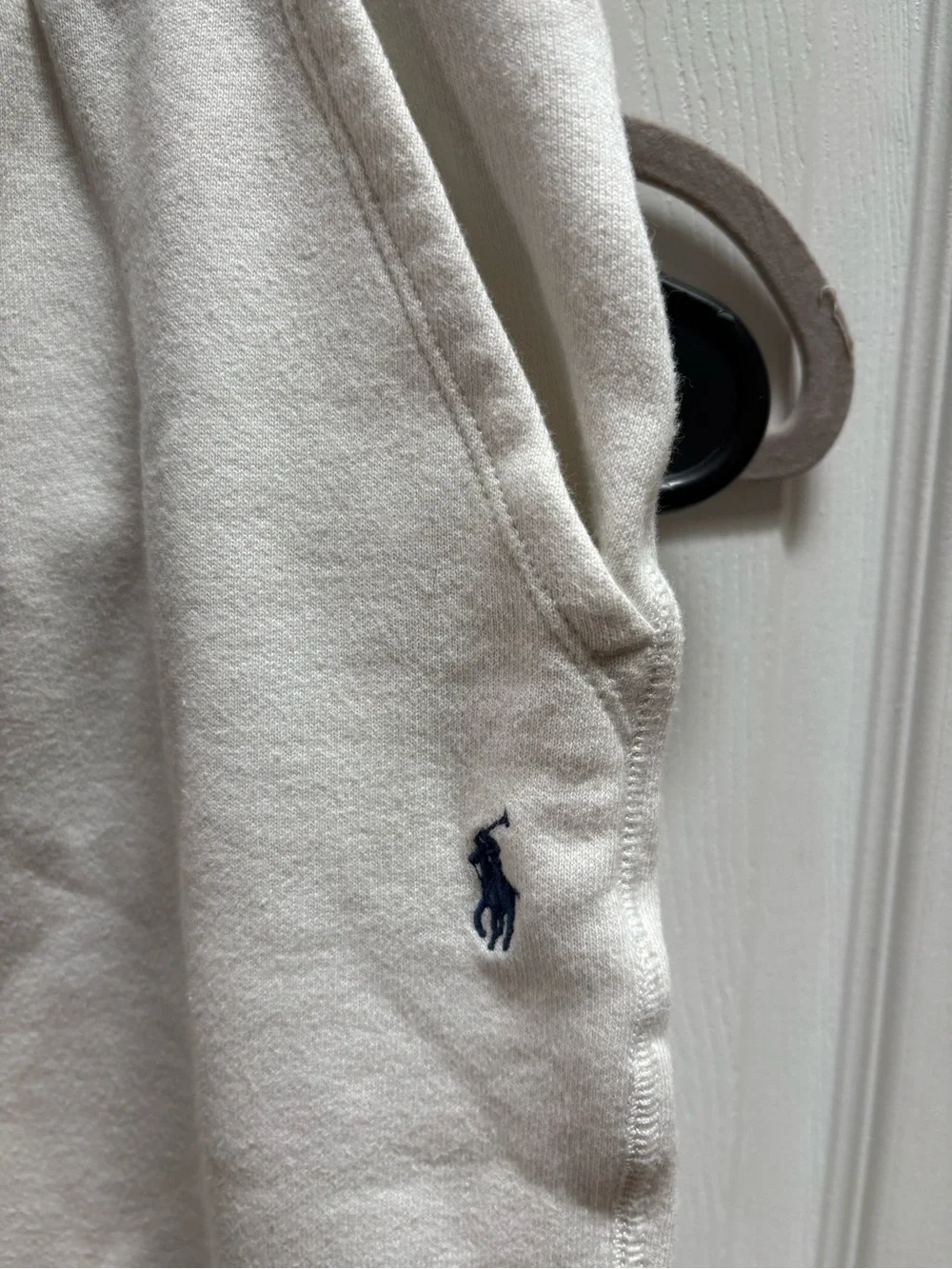 Ralph Lauren White Kids Fleece Joggers with Polo Pony